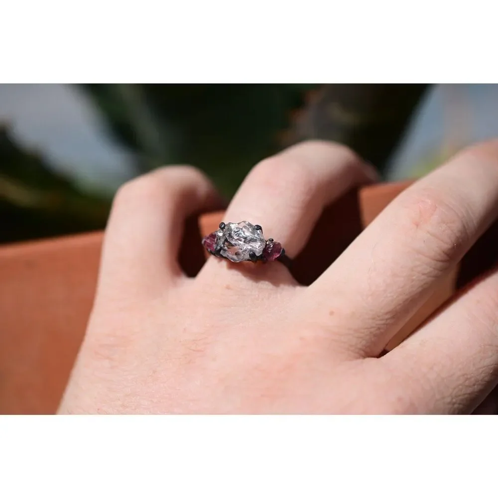 Alternative engagement ring pink tourmaline clear lake county diamond